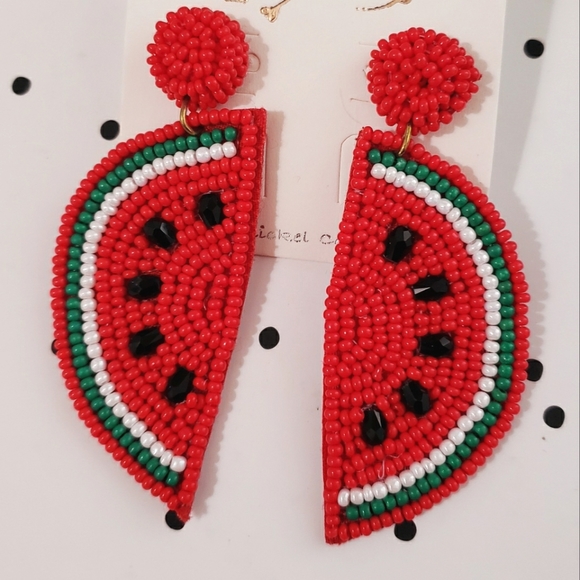 Watermelon Sugar 🎶 Beaded Earrings - Picture 1 of 2